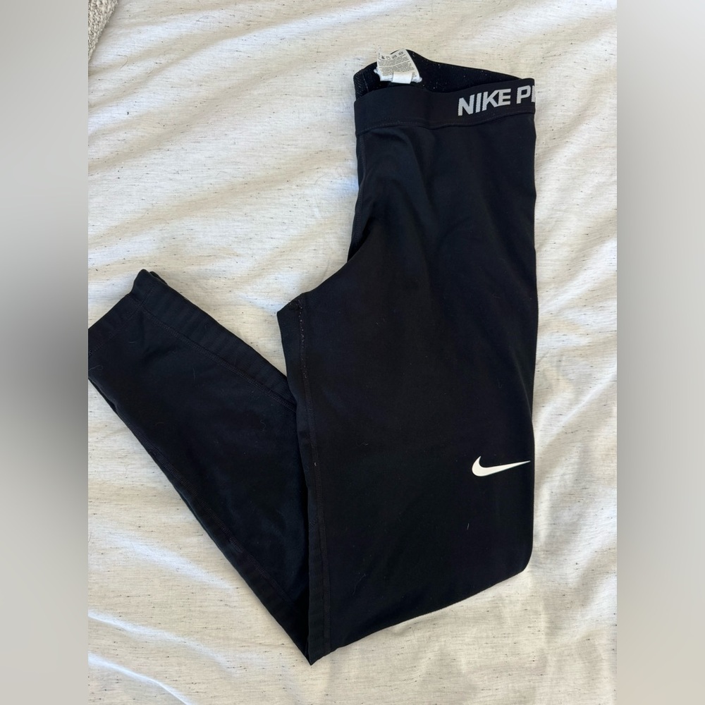 Nike Pro Fleece-Lined Black Leggings | Size L | Warm Winter Training Tights